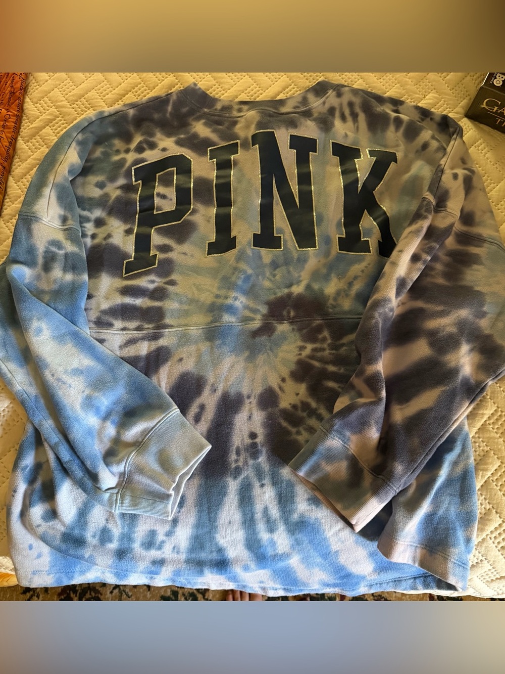 PINK Victoria's Secret Blue Tie-Dye Crewneck Sweatshirt